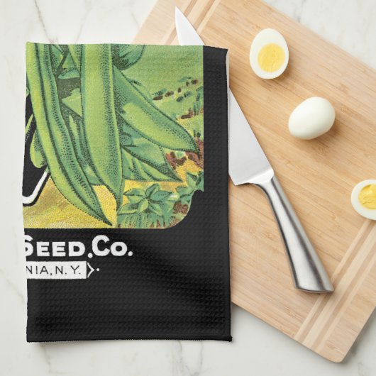 Bush Beans Seed Packet Label Handtuch (Viertel Falte)