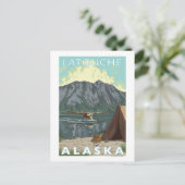 Bush Flugzeug & Fischerei - Latouche, Alaska Postkarte (Stehend Vorderseite)