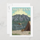 Bush Flugzeug & Fischerei - Montana Postkarte (Vorne/Hinten)