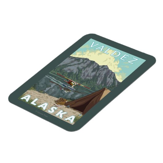 Bush Flugzeug & Fischerei - Valdez, Alaska Magnet (Linke Seite)