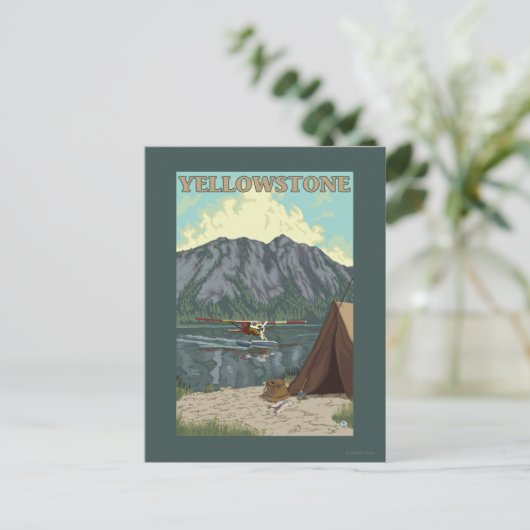 Bush Flugzeug & Fischerei - Yellowstone National Postkarte (Stehend Vorderseite)