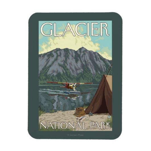 Bush Flugzeug & Fishing - Glacier National Park, M Magnet (Vertikal)