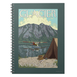 Bush Flugzeug & Fishing - Glacier National Park, M Notizblock