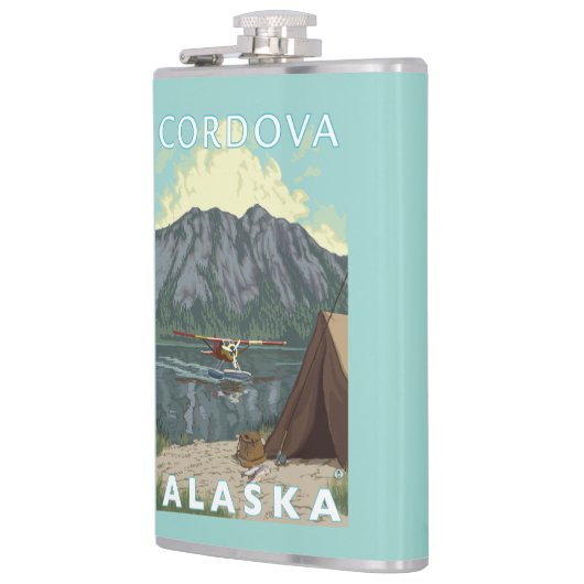 Bush-Flugzeug u. Fischen - Cordova, Alaska Flachmann (Links)