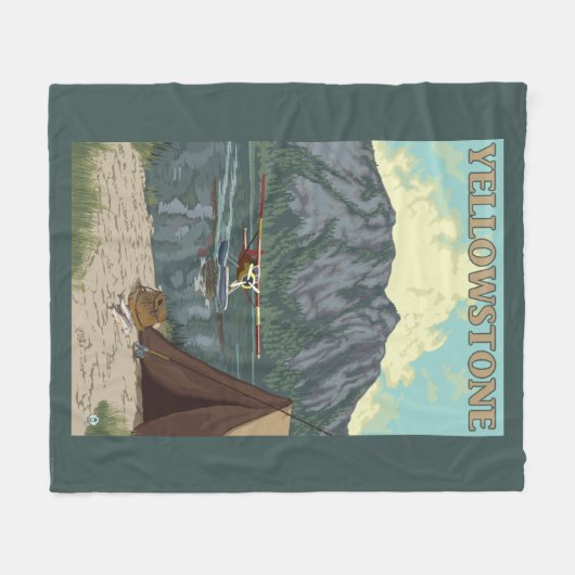 Bush-Flugzeug u. Fischen - Fleecedecke (Vorderseite (Horizontal))