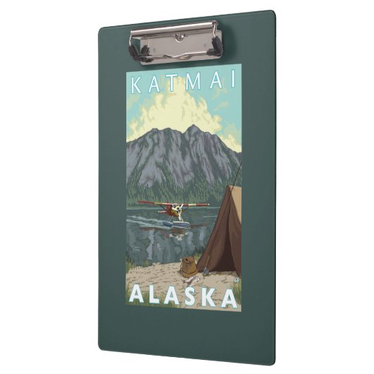 Bush-Flugzeug u. Fischen - Katmai, Alaska Klemmbrett (Links)