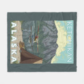 Bush-Flugzeug u. Fischen - Ketchikan, Alaska Fleecedecke (Vorderseite (Horizontal))