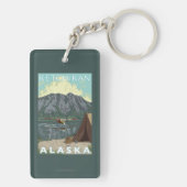 Bush-Flugzeug u. Fischen - Ketchikan, Alaska Schlüsselanhänger (Rückseite)