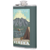 Bush-Flugzeug u. Fischen - Latouche, Alaska Flachmann (Links)