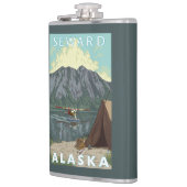 Bush-Flugzeug u. Fischen - Seward, Alaska Flachmann (Links)