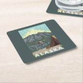 Bush-Flugzeug u. Fischen - Seward, Alaska Rechteckiger Pappuntersetzer (angewinkelt)