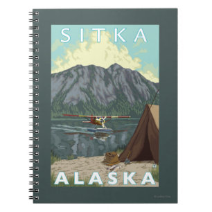 Bush-Flugzeug u. Fischen - Sitka, Alaska Notizblock