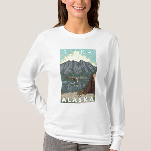 Bush-Flugzeug u. Fischen - Sitka, Alaska T-Shirt (Vorderseite)