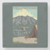 Bush-Flugzeug u. Fischen - Steinuntersetzer (Vorderseite)