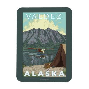 Bush-Flugzeug u. Fischen - Valdez, Alaska Magnet