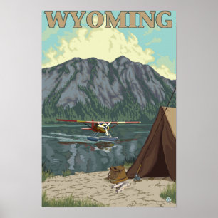 Bush-Flugzeug u. Fischen - Wyoming Poster