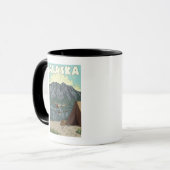 Bush Flugzeug und Fishing Vintage Travel Poster Tasse (Vorderseite Links)