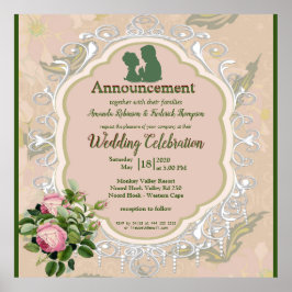 Bush Garden Green leaf & Lace Wedding Poster