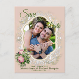 Bush Garden Green - Soft Pink Roses Save the Date Ankündigungspostkarte