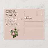 Bush Garden Green - Soft Pink Roses Save the Date Ankündigungspostkarte (Rückseite)