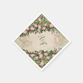 Bush Garden Green - weiche rosa Rosen Napkins Serviette (Ecke)