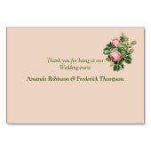 Bush Garden Green - weiche rosa Rosen Tischkarten Tischnummer (Rückseite)