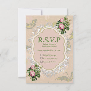 Bush Garden Grün - sanfte rosa Rosen RSVP Karte