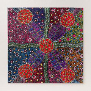 Bush-Pflaumen und traditionelle Körperfarbe Puzzle