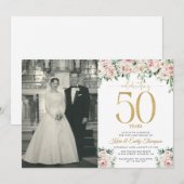 Bush Pink Floral 50 Jahre alt Einladung (Vorne/Hinten)