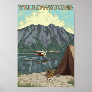 Bush Plane & Fishing - Yellowstone National Poster