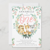 Bush Safari 1. Girl Birthday Einladung (Vorderseite)