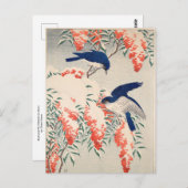 Bush und Fly Catchers in Snow von Ohara Koson Postkarte (Vorne/Hinten)