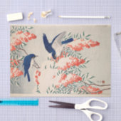 Bush und Fly Catchers in Snow von Ohara Koson Seidenpapier (Handwerk)