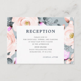 Bush und staubiger Blue Watercolor Floral Empfang Begleitkarte