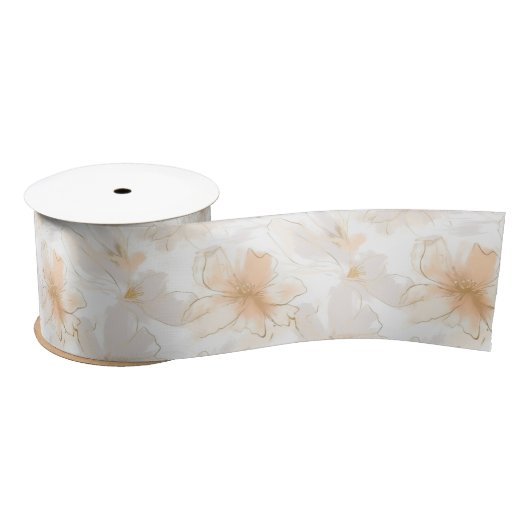 Bush und Taupe Moderne Kunst Floral Satinband (Spule)
