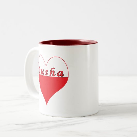 Busha polnisches Herz Zweifarbige Tasse (Vorderseite Links)