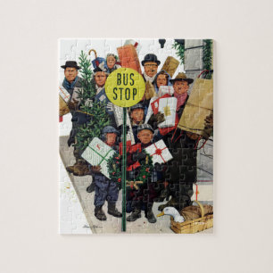 Bushaltestelle am Weihnachten Puzzle