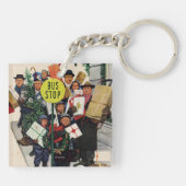 Bushaltestelle am Weihnachten Schlüsselanhänger (Rückseite)