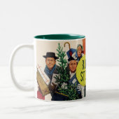 Bushaltestelle am Weihnachten Zweifarbige Tasse (Links)