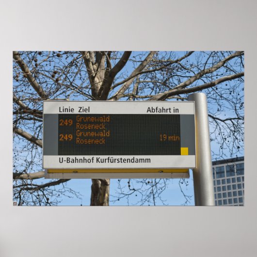 Bushaltestelle Anmeldung in Berlin Poster (Vorne)