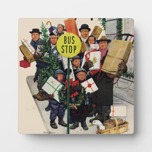 Bushaltestelle zu Weihnachten Fotoplatte (Vorderseite)
