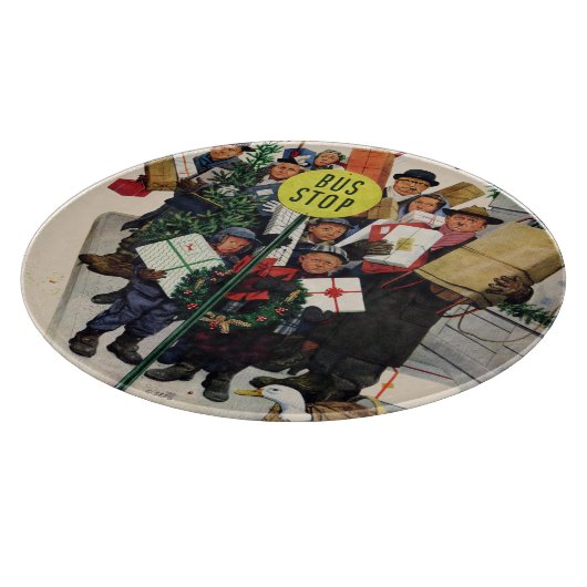 Bushaltestelle zu Weihnachten Schneidebrett (Ecke)