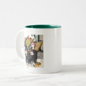 Bushaltestelle zu Weihnachten Zweifarbige Tasse (Vorderseite Links)