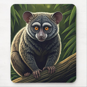 Bushbaby auf einem Dschungelzweig sitzend Mousepad