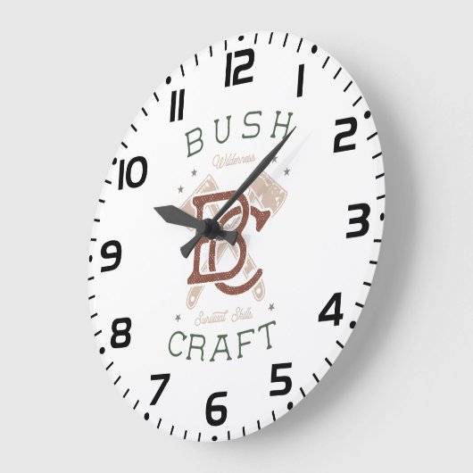 Bushcraft Survival Skills Wilderness Camping Große Wanduhr (Winkel)