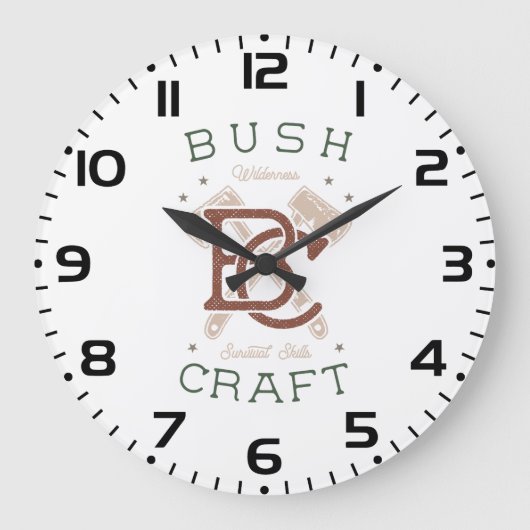 Bushcraft Survival Skills Wilderness Camping Große Wanduhr (Vorderseite)