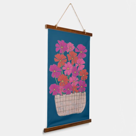 Bushel von hellen Kosmos Wandteppich Mit Holzrahmen (Gewinkelt)