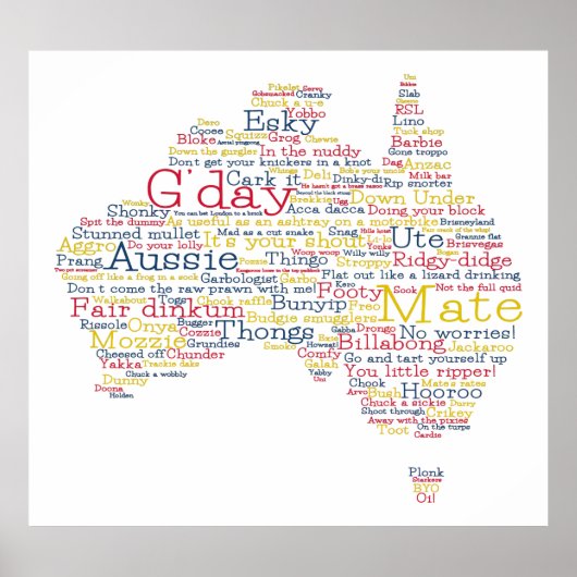 Bushfire Special Edition Aussie Slang Karte Poster (Vorne)