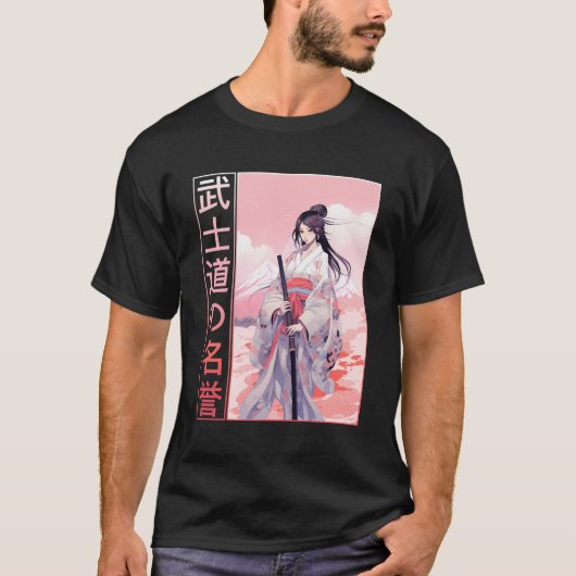 Bushido Code Anime Samurai Girl Japanischer Kriege T-Shirt (Vorderseite)