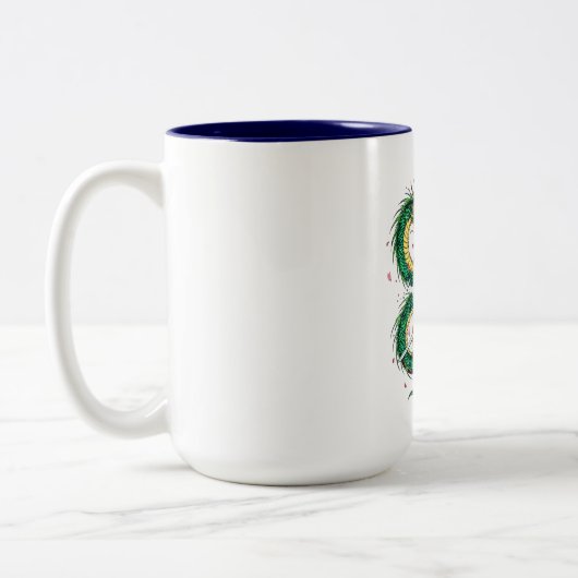 Bushido Code Samurai with Dragon & Sakura Blossoms Zweifarbige Tasse (Links)